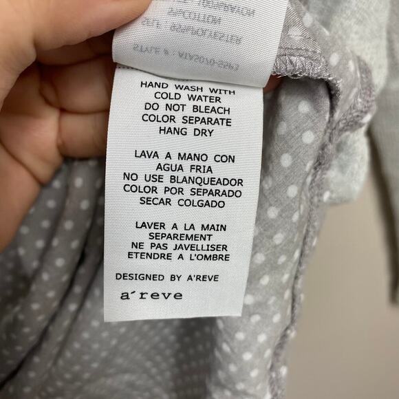 A'REVE Sweater Mixed Media Open Knit Polka Dot Gray Monochromatic Size M - Picture 6 of 7